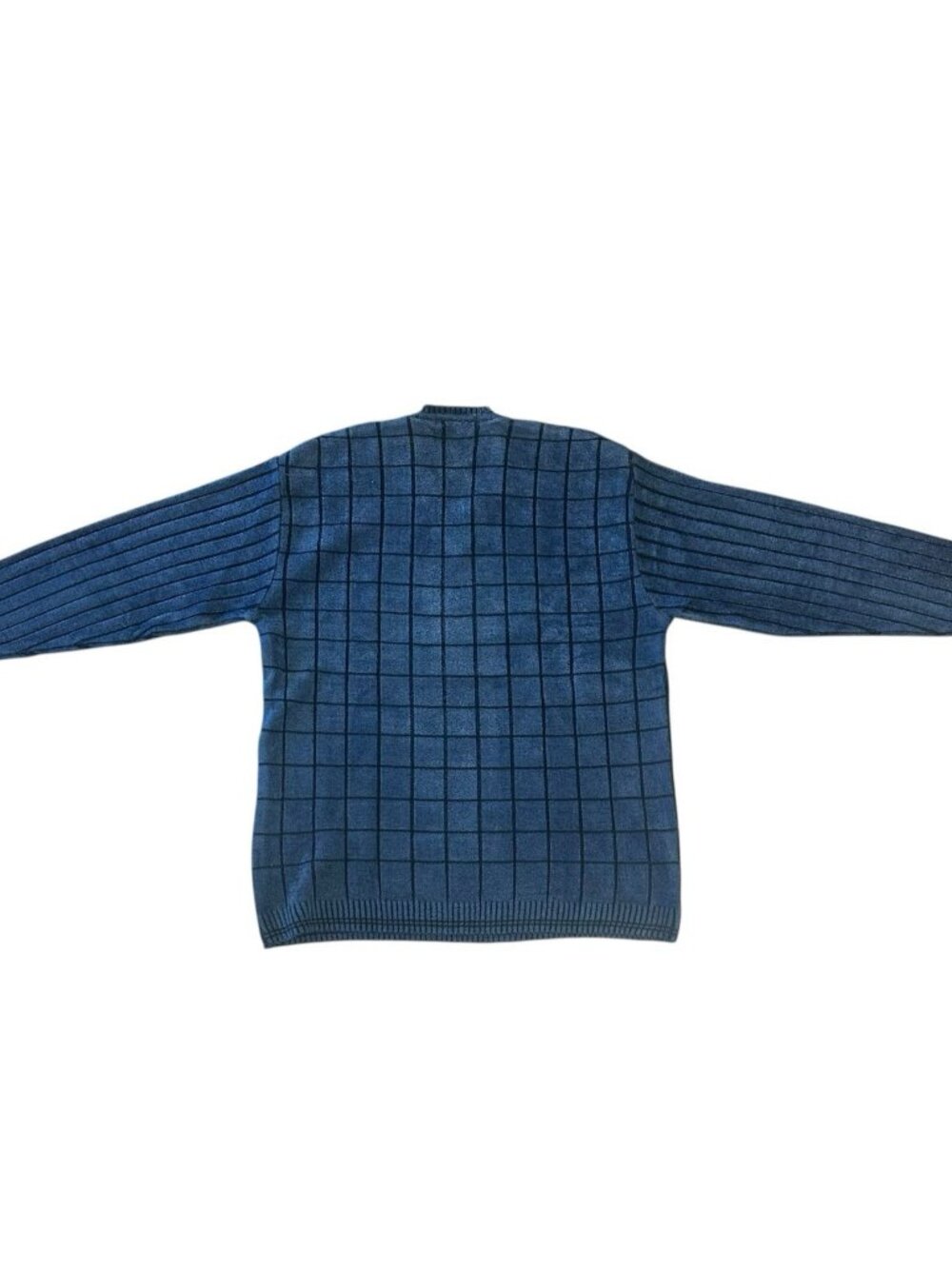 Peach By Z.C. International Men’s Blue V Neck Grid Pattern Sweater Sz‎ 42 - Picture 5 of 11